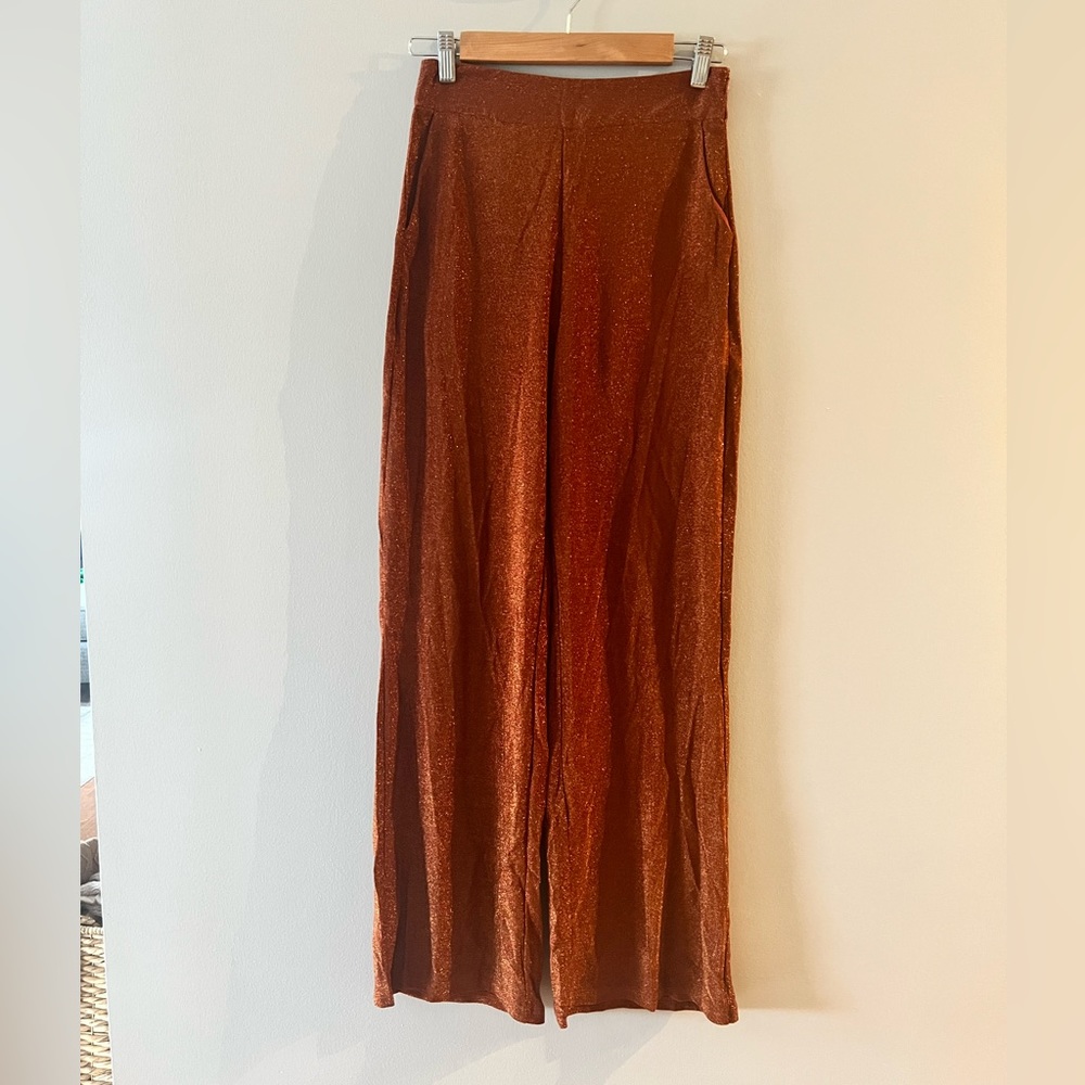 NWOT - Rust Colored Glitter Trousers XS
